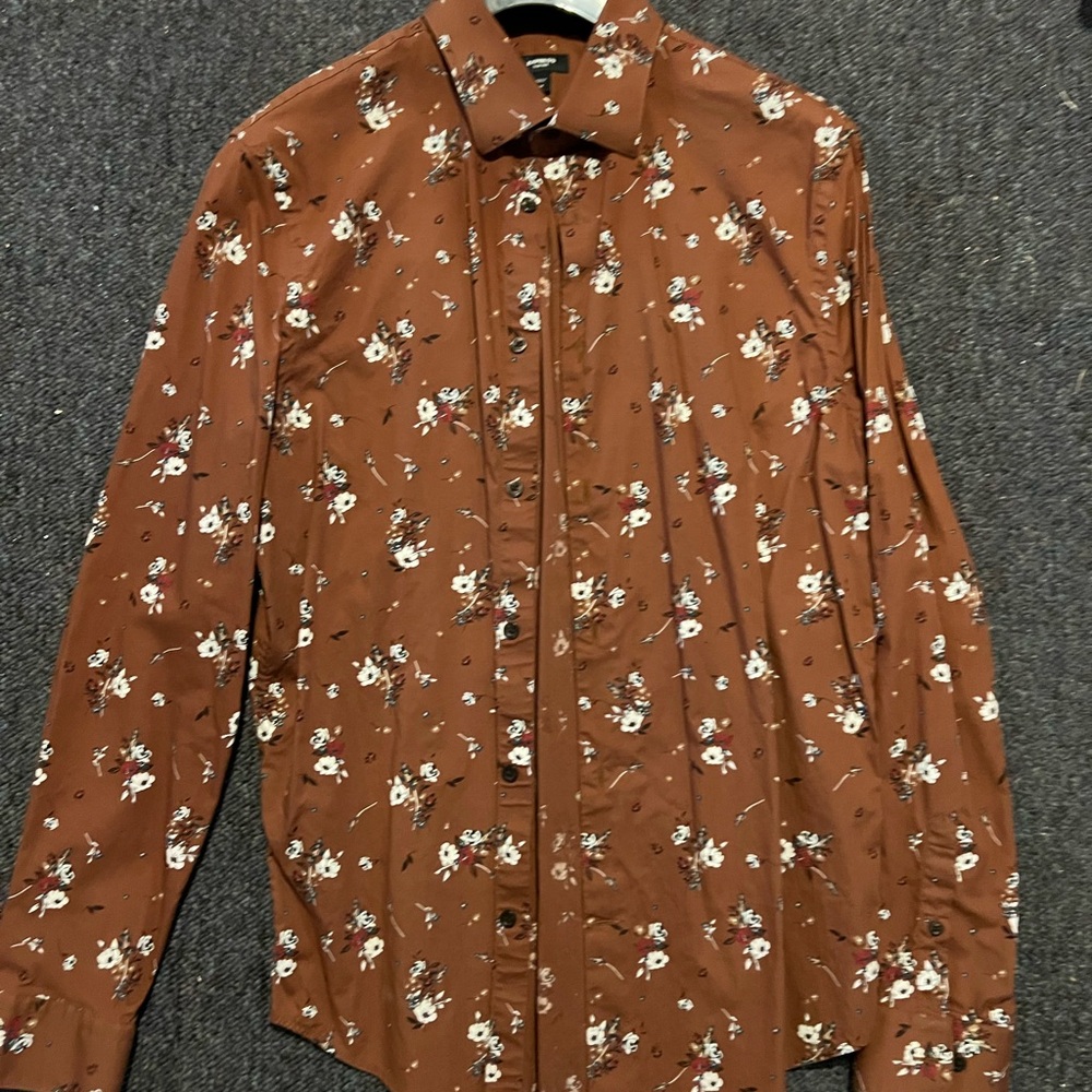 Express Brown Floral Men's Shirt